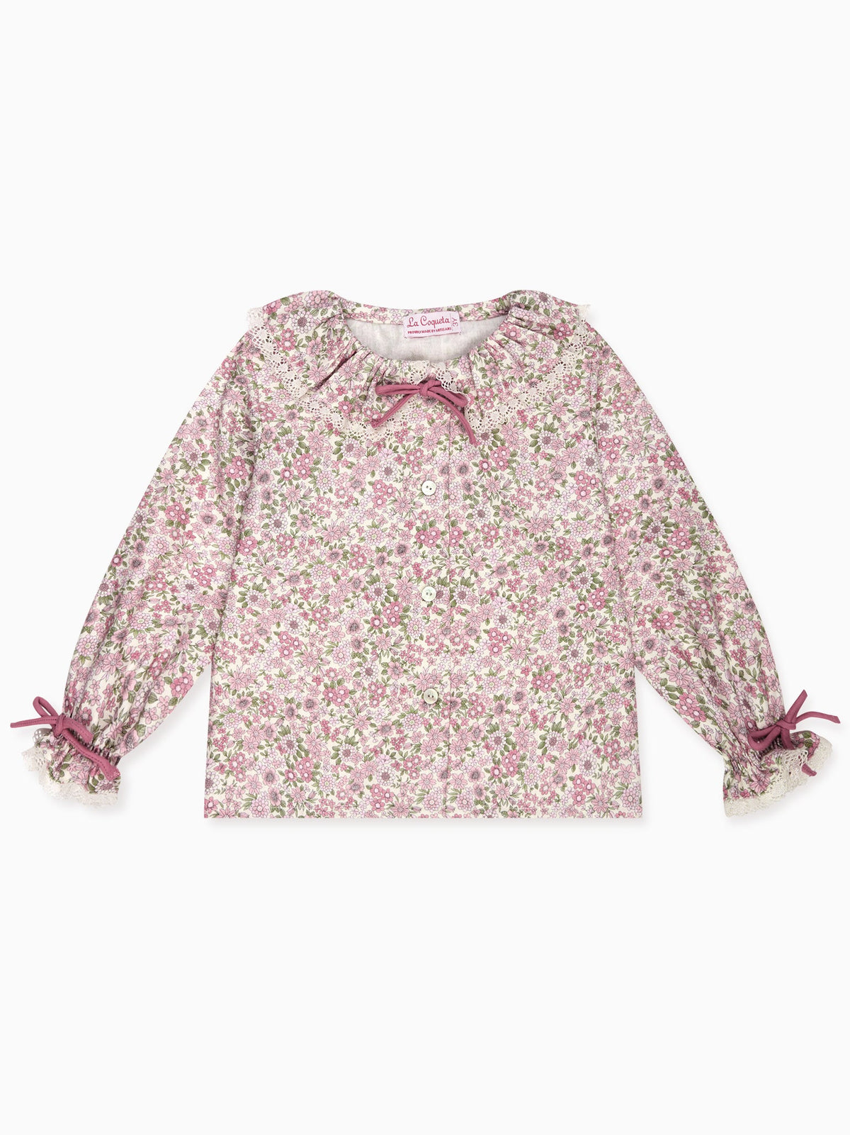 Pink Floral Lila Long Sleeve Baby Girl Shirt