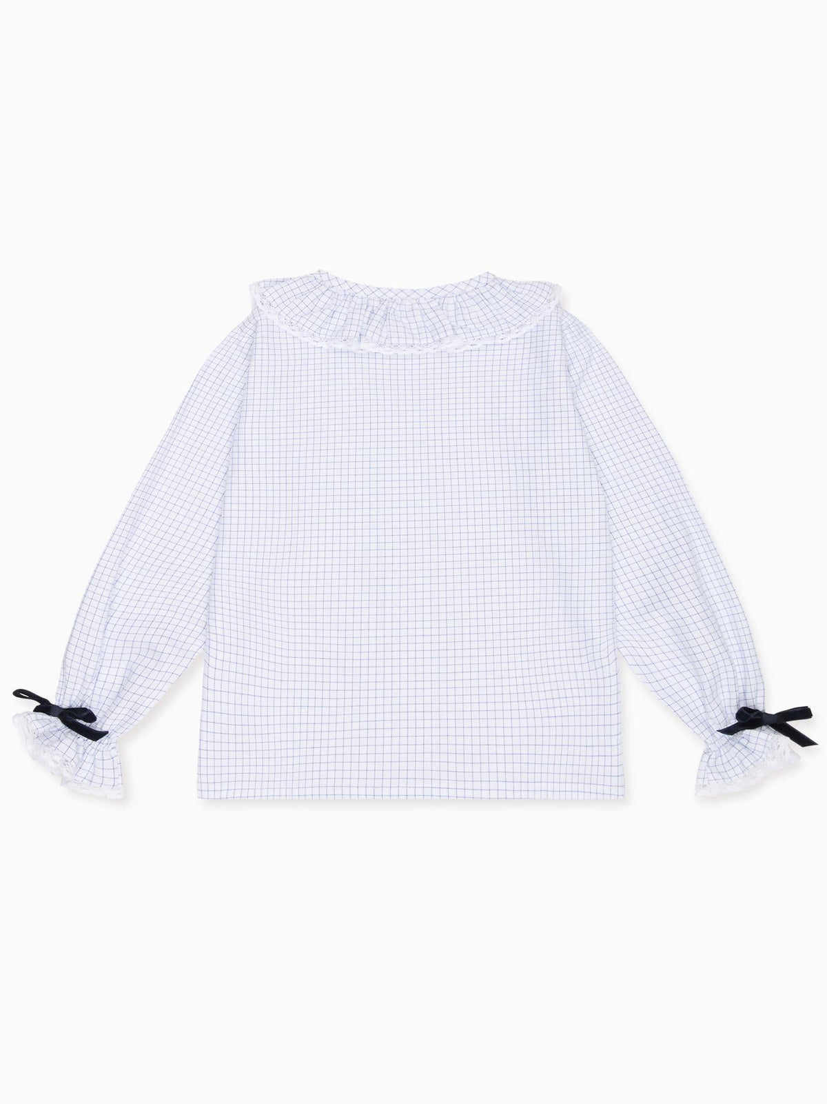 Blue Check Lila Long Sleeve Girl Shirt