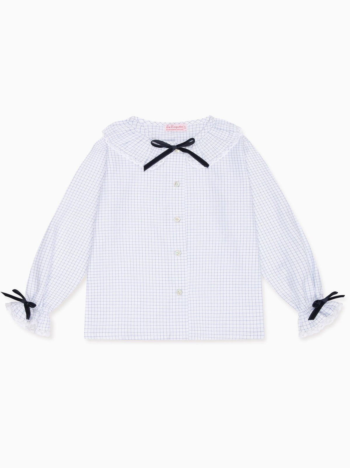 Blue Check Lila Long Sleeve Girl Shirt