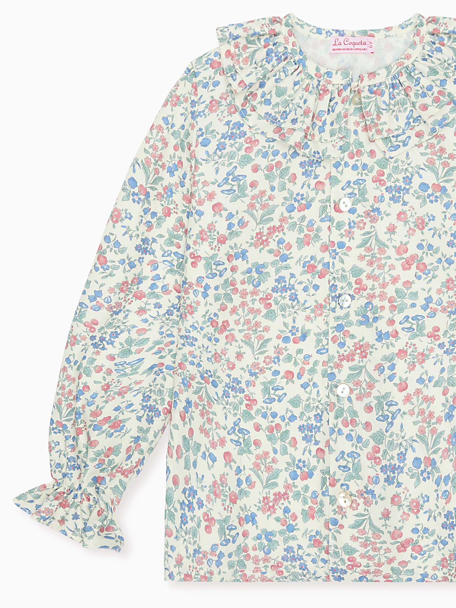 Cherry Floral Lila Long Sleeve Girl Shirt