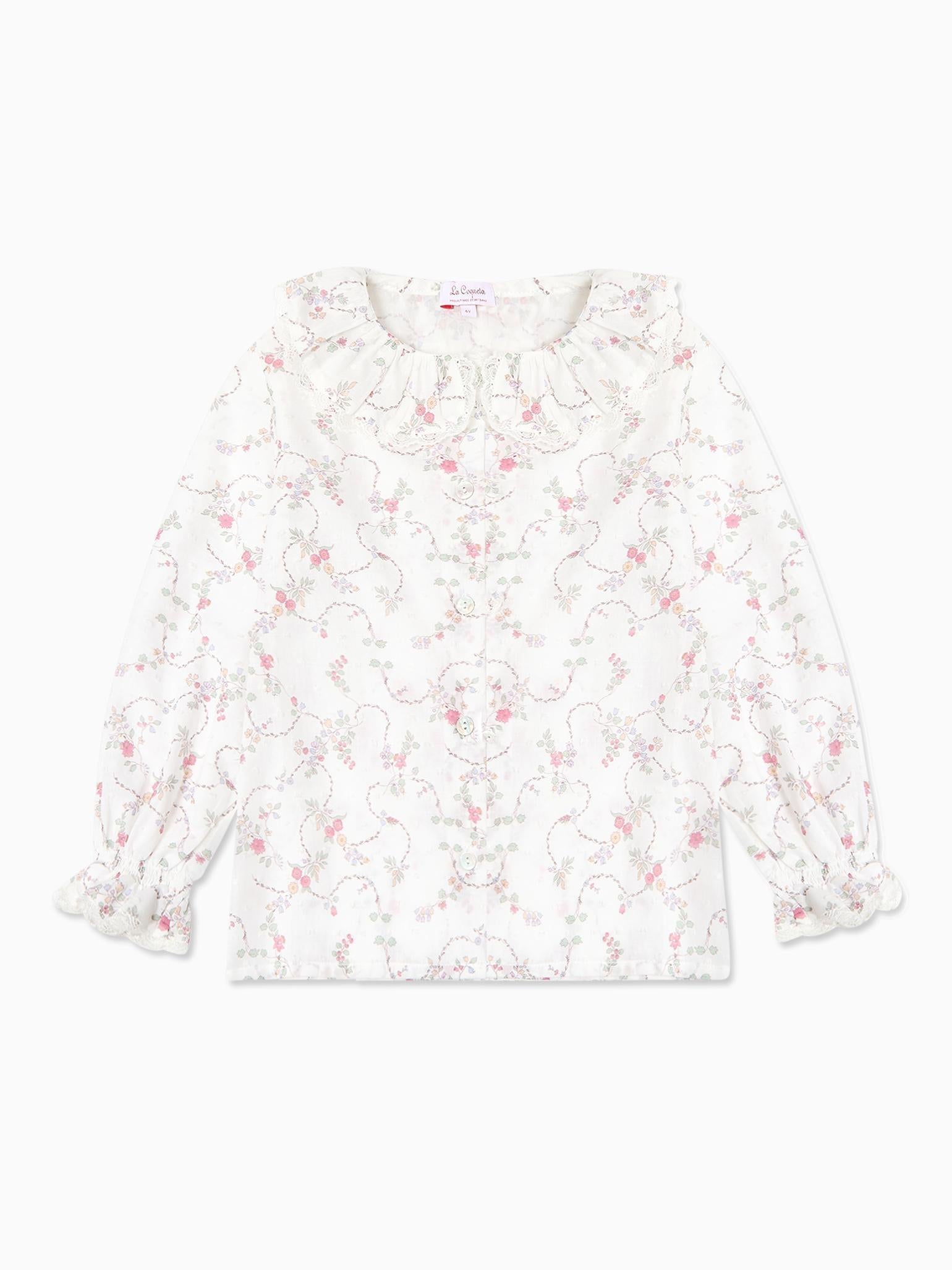 Ivory Floral Lila Long Sleeve Girl Shirt