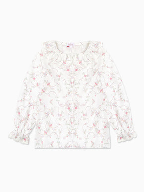 Ivory Floral Lila Long Sleeve Girl Shirt
