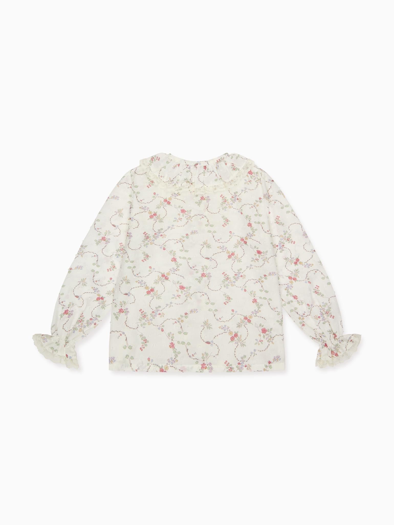 Pink Floral Lila Long Sleeve Baby Girl Shirt