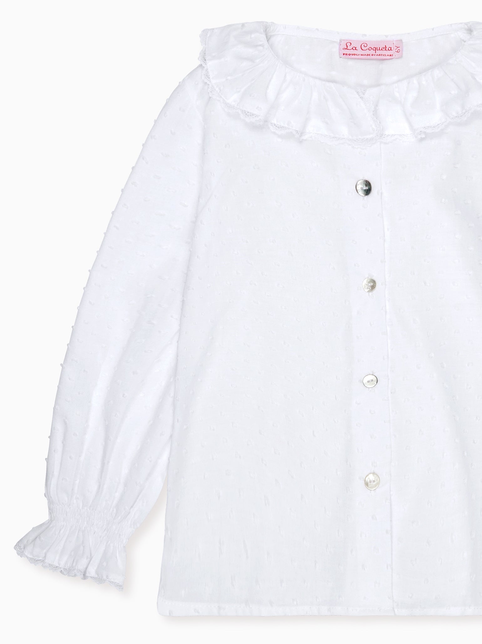 White Lila Long Sleeve Girl Shirt