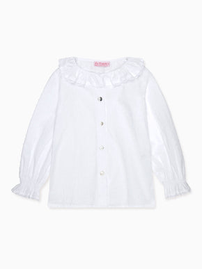 White Lila Long Sleeve Girl Shirt