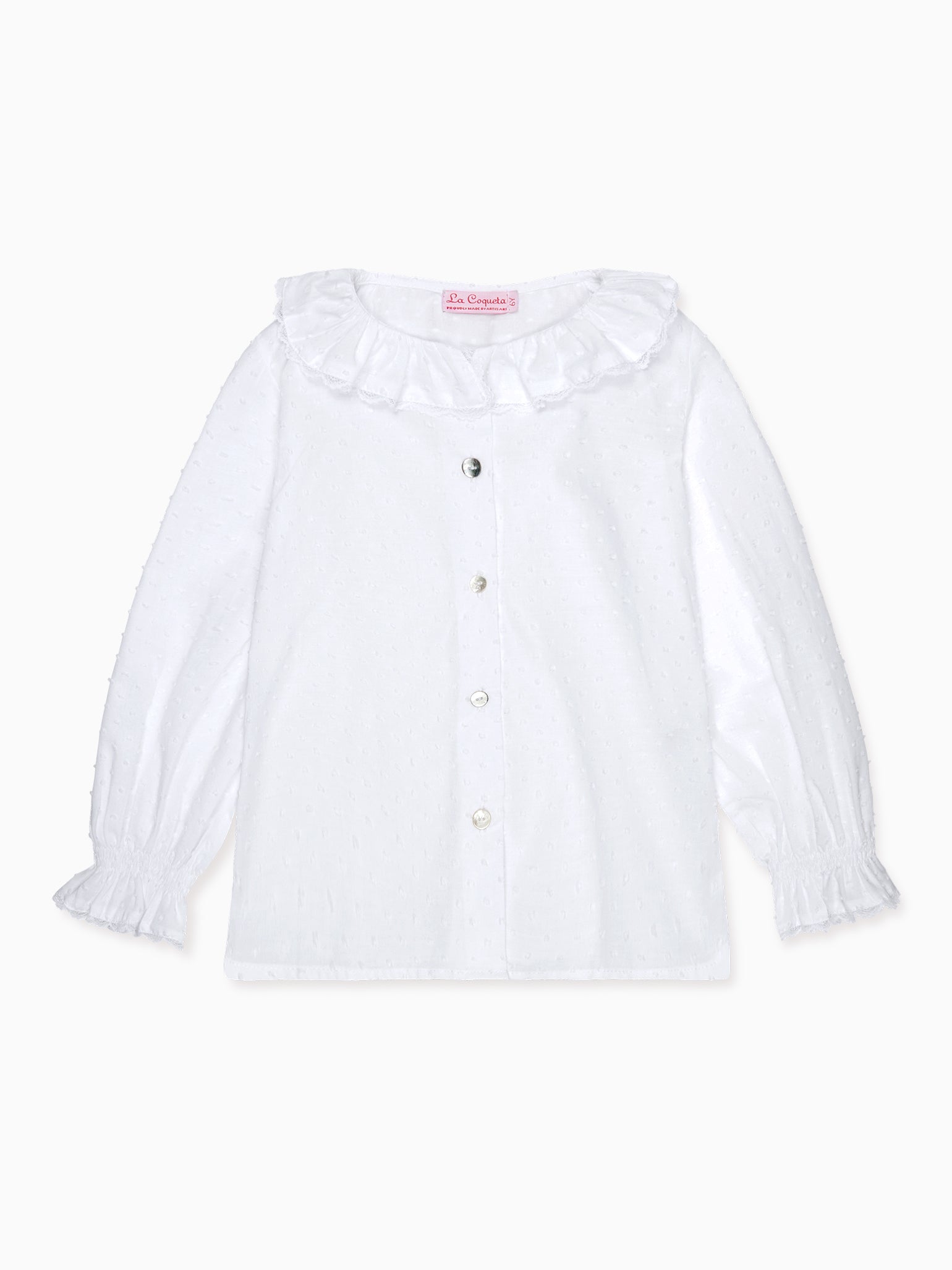 White Lila Long Sleeve Girl Shirt