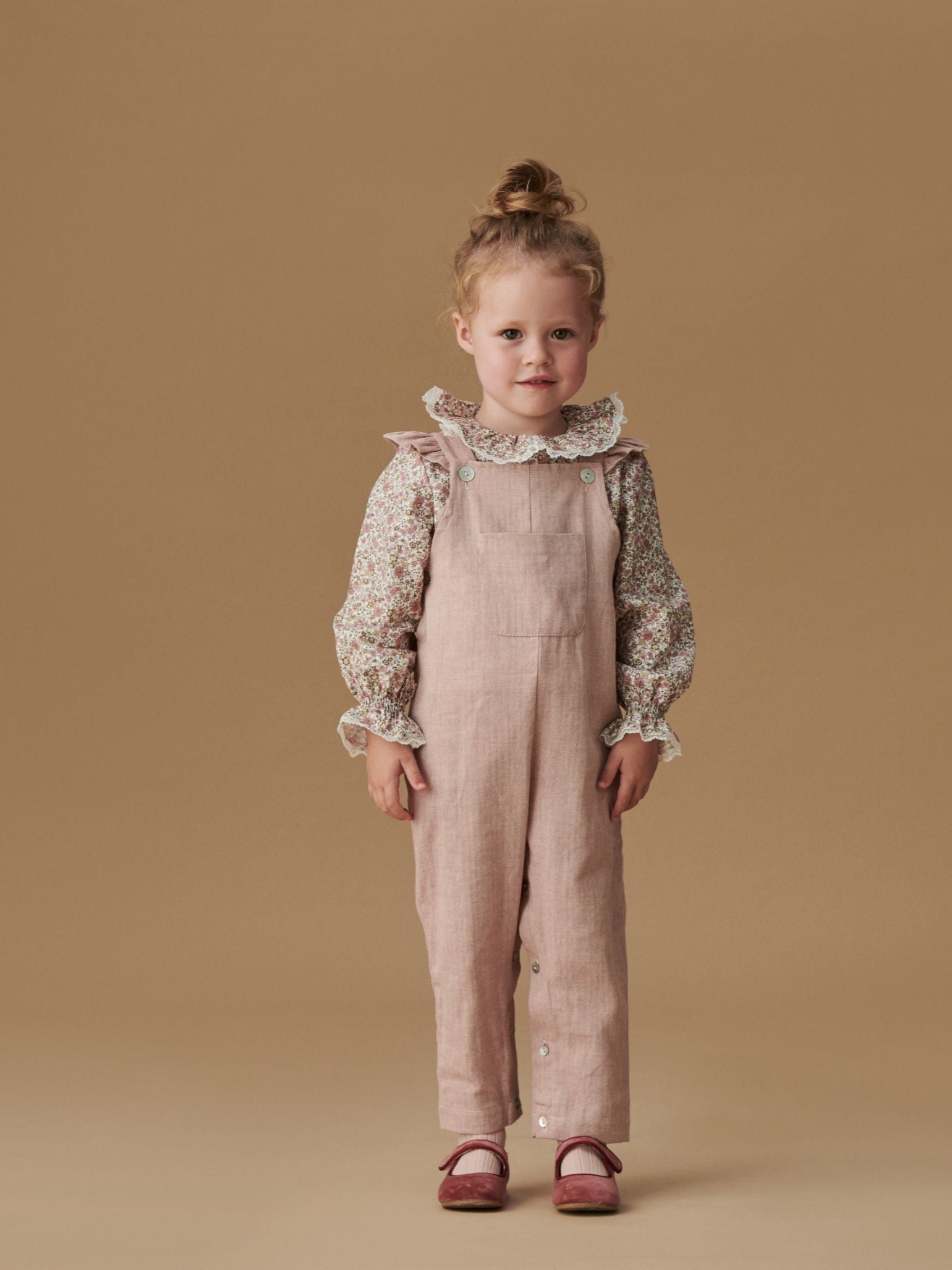 Dusty Pink Delphina Baby Girl Dungarees