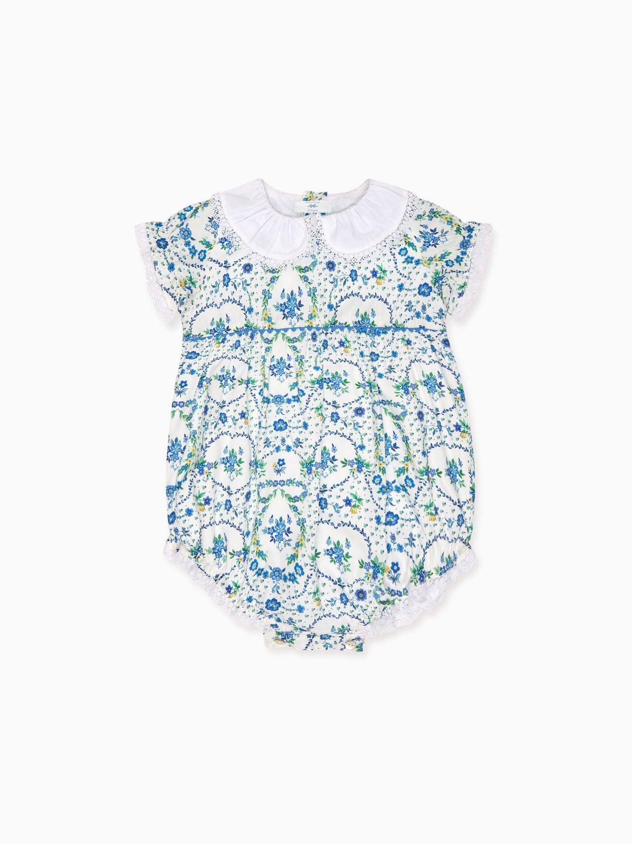 Nicky Hilton x La Coqueta Blue Bow Floral Lily-Grace Baby Girl Romper