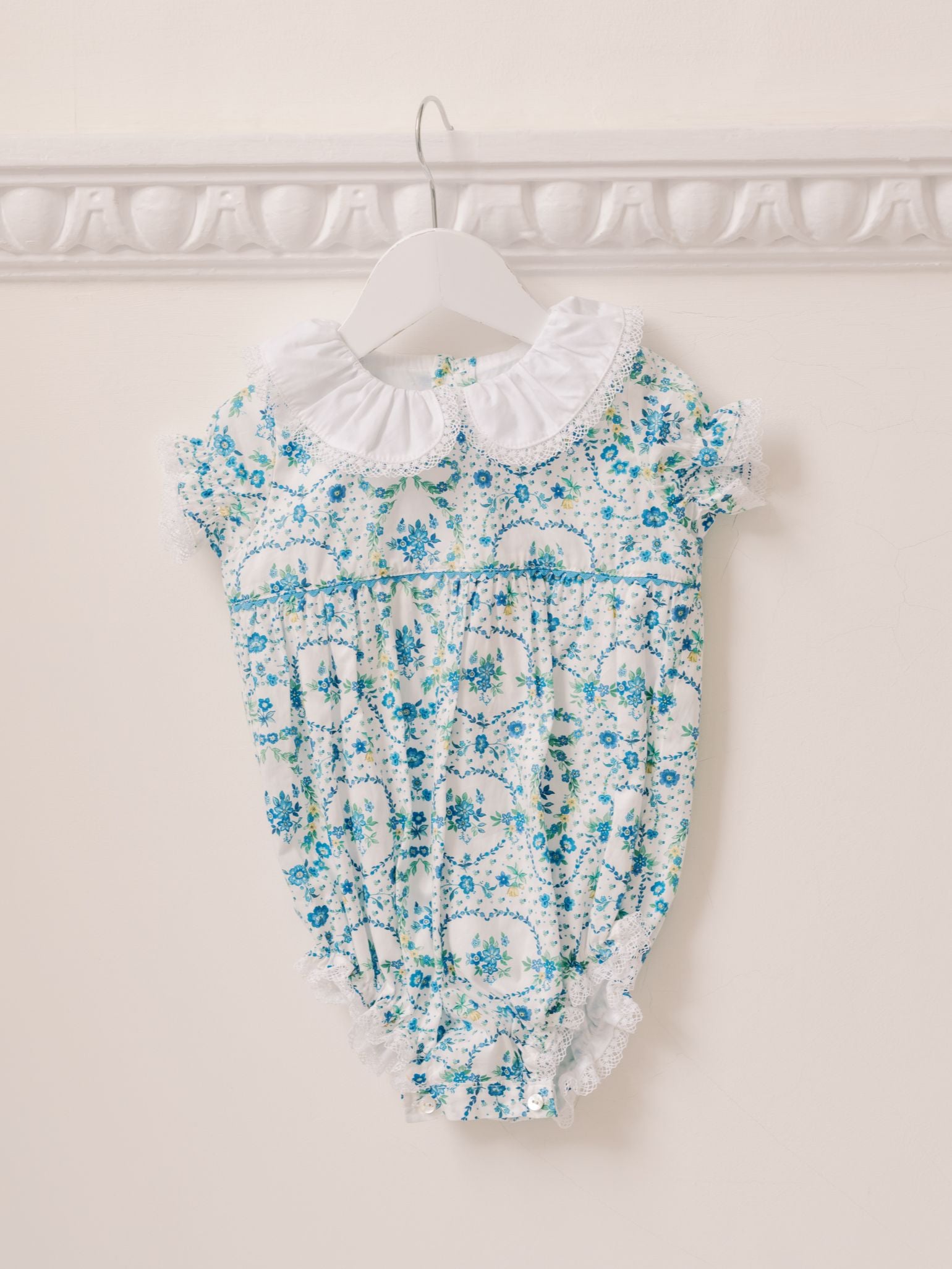 Nicky Hilton x La Coqueta Blue Bow Floral Lily-Grace Baby Girl Romper