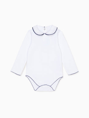 Navy Lirio Long Sleeve Baby Bodysuit