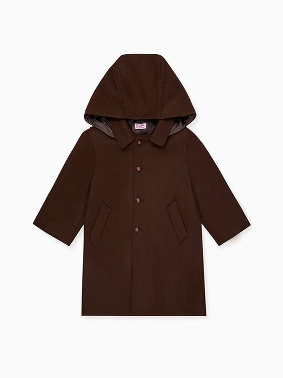 Chocolate Brown Loden Wool Kids Coat