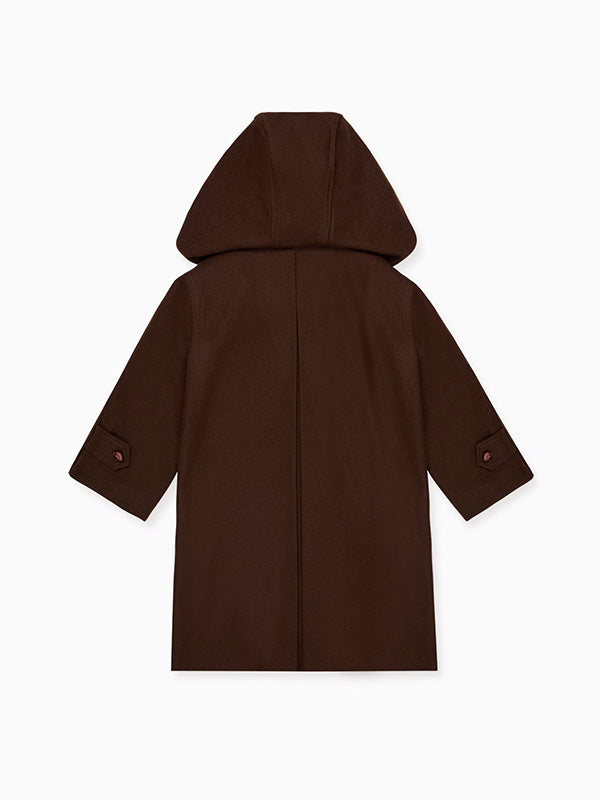 Chocolate Brown Loden Wool Kids Coat