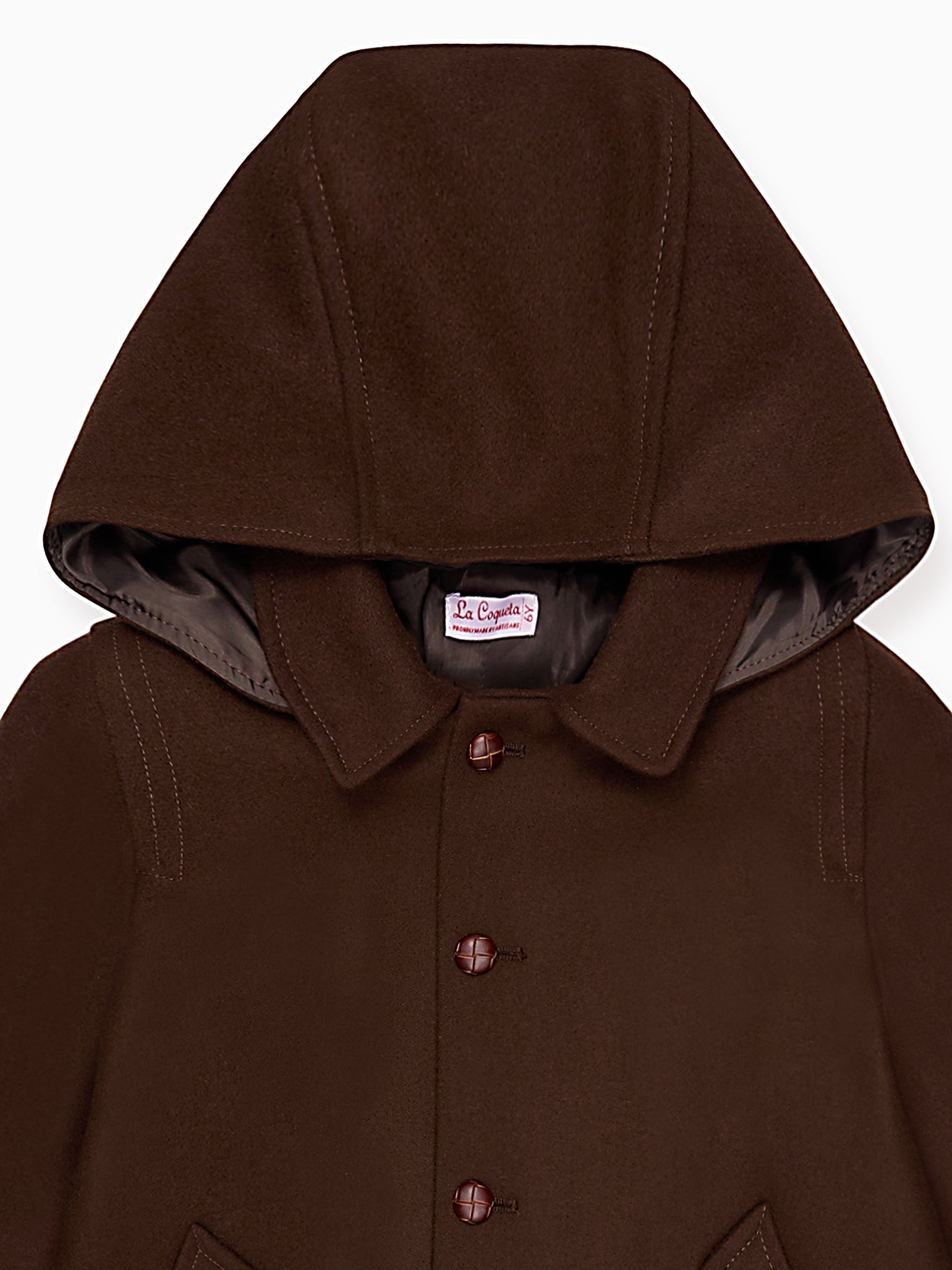 Chocolate Brown Loden Wool Kids Coat
