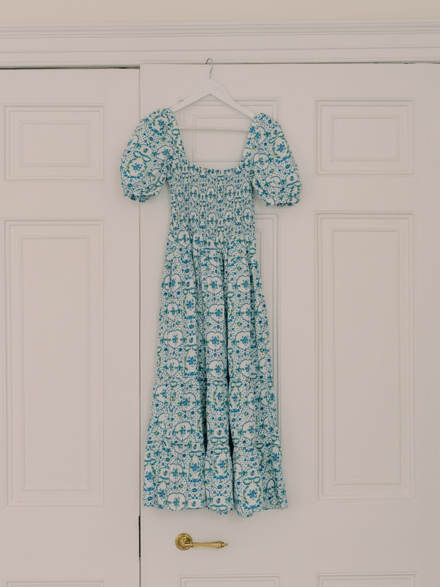 Nicky Hilton x La Coqueta Blue Bow Floral London Women Long Dress