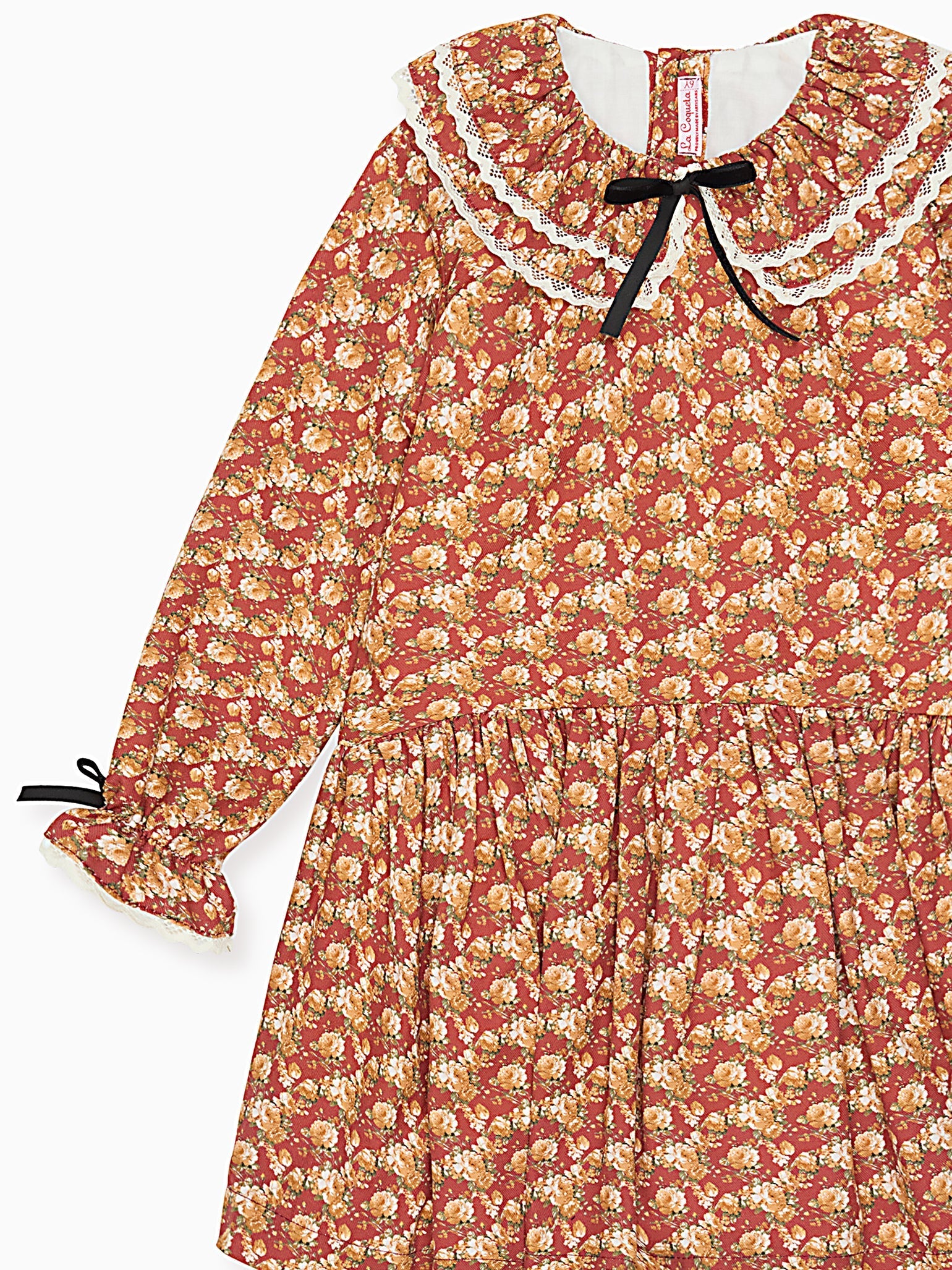 Terracotta Floral Lorena Girl Drop Waist Dress