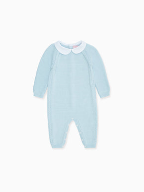 Blue Lorenzo Cotton Baby Knitted Jumpsuit