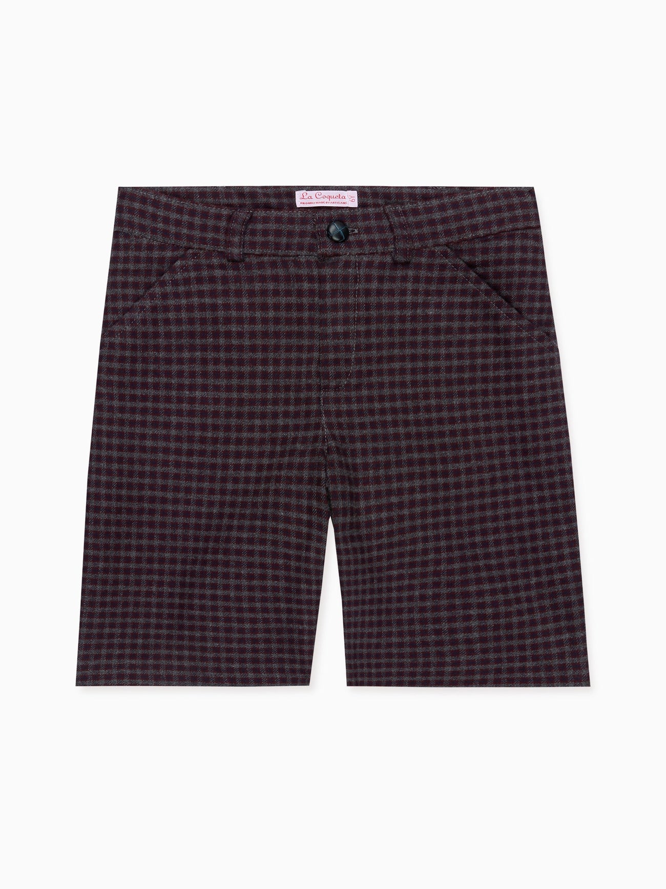 Burgundy Check Lucas Boy Shorts