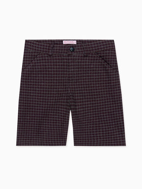 Burgundy Check Lucas Boy Shorts