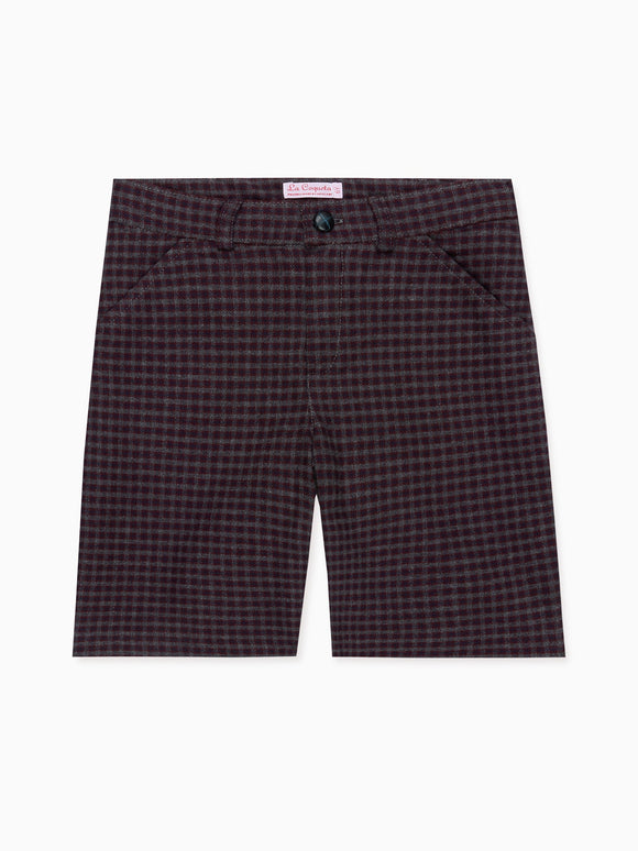 Burgundy Check Lucas Boy Shorts