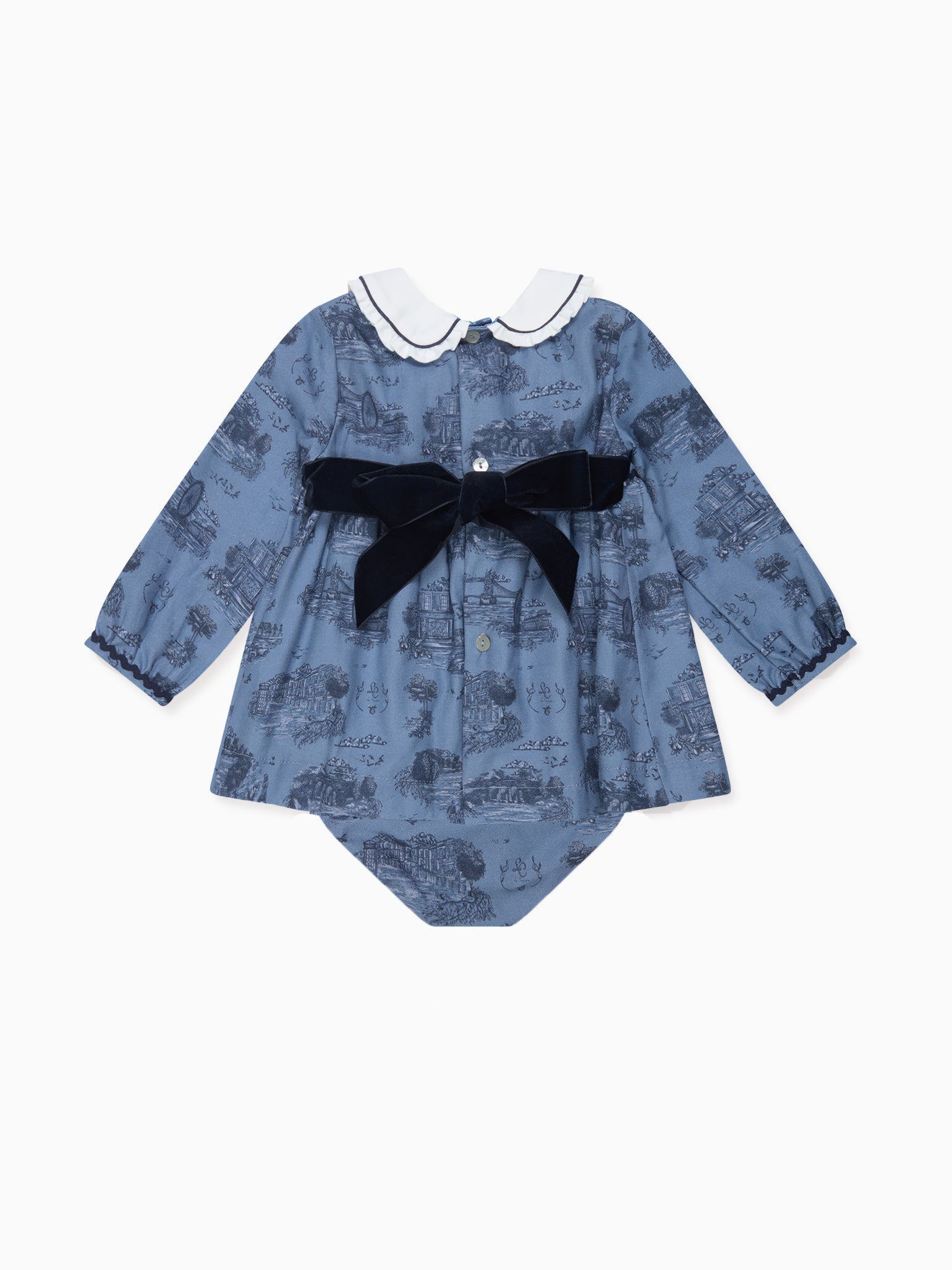 Blue Toile De Jouy Luisetta Baby Girl Set