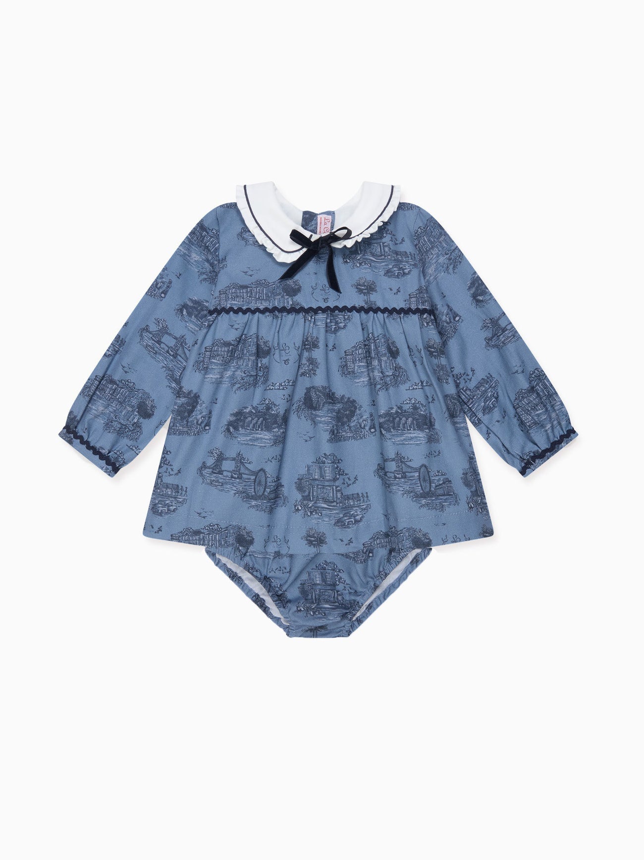 Blue Toile De Jouy Luisetta Baby Girl Set