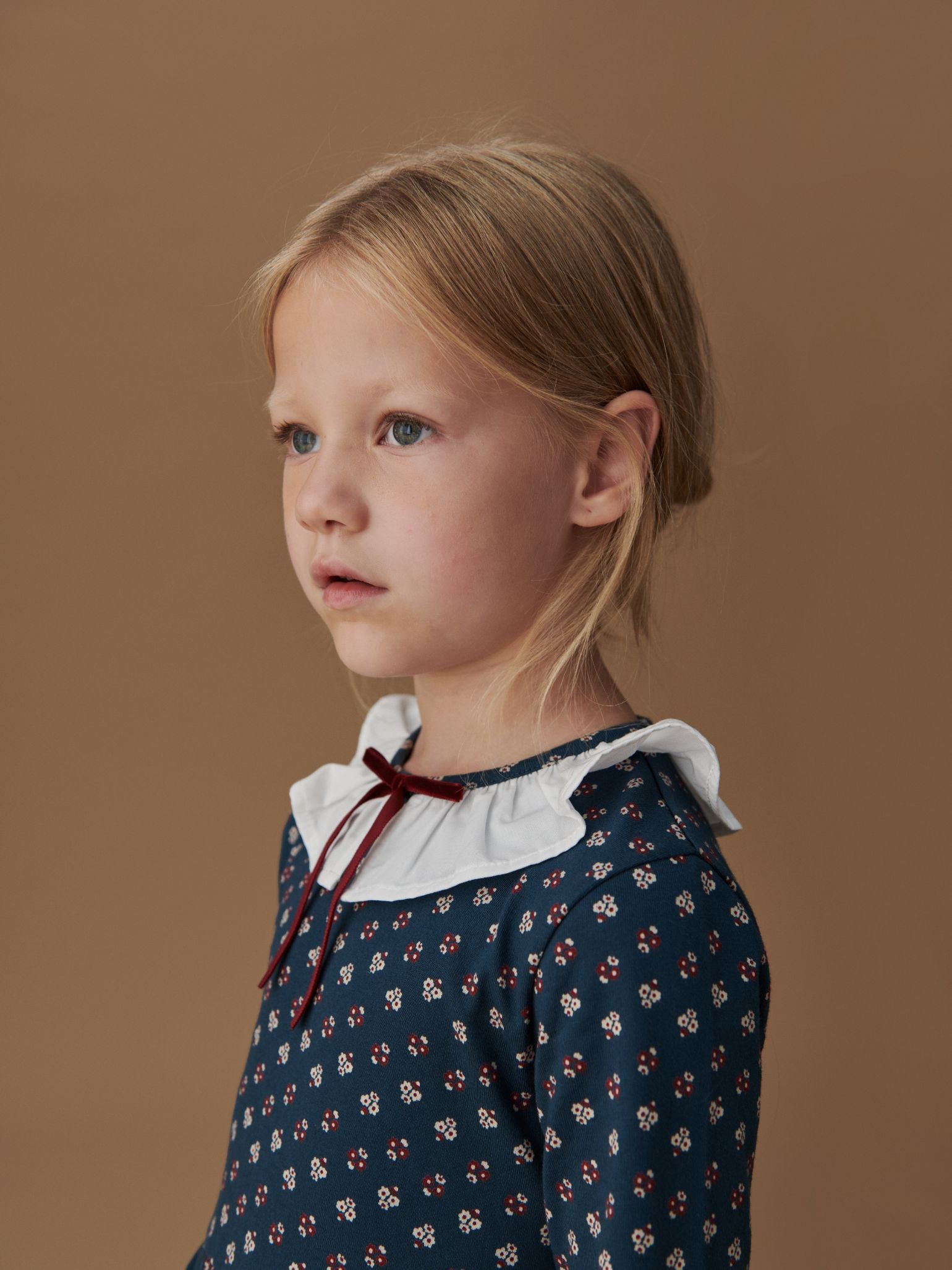 Petrol Blue Floral Luna Girl Dress