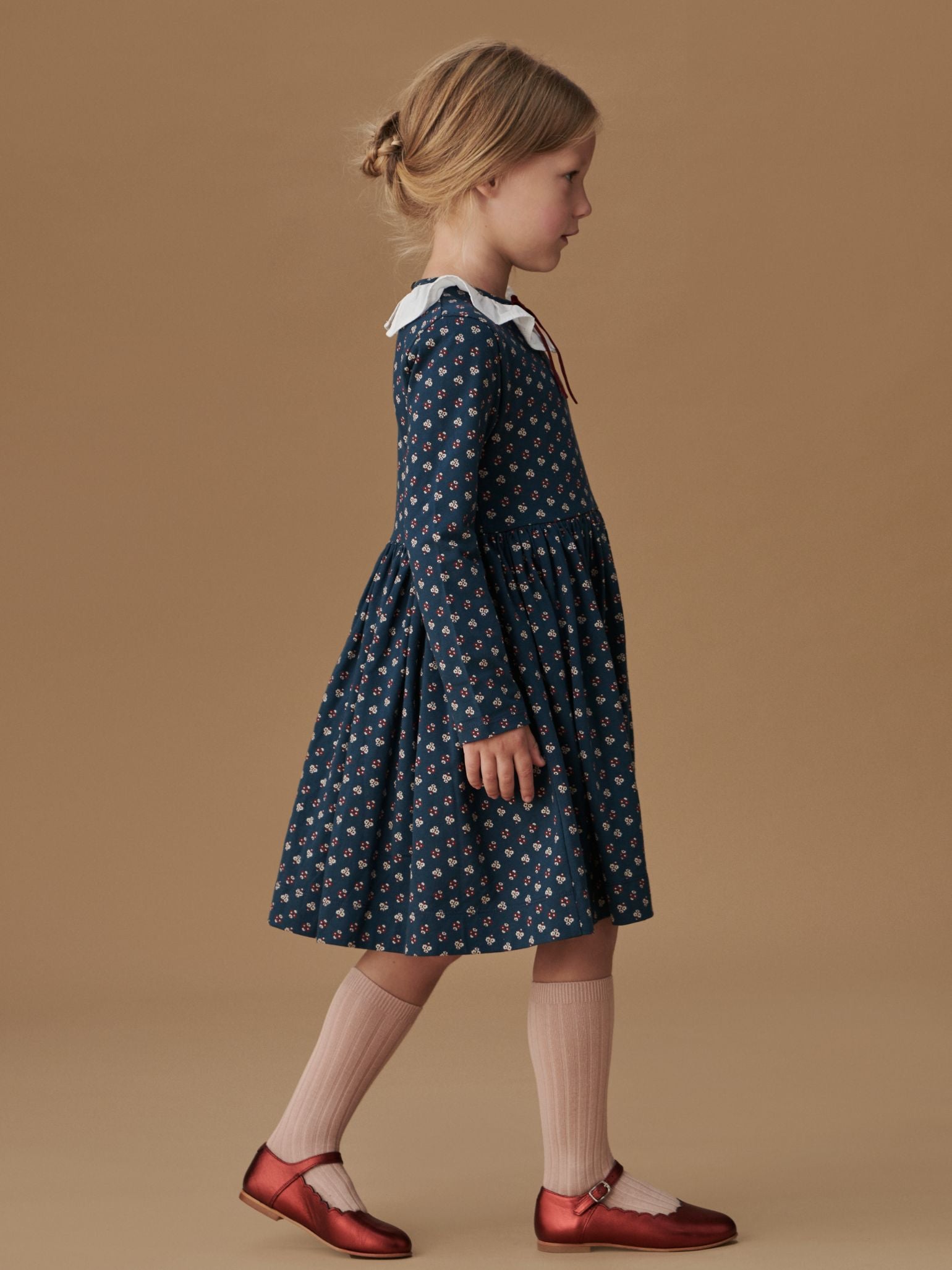 Petrol Blue Floral Luna Girl Dress