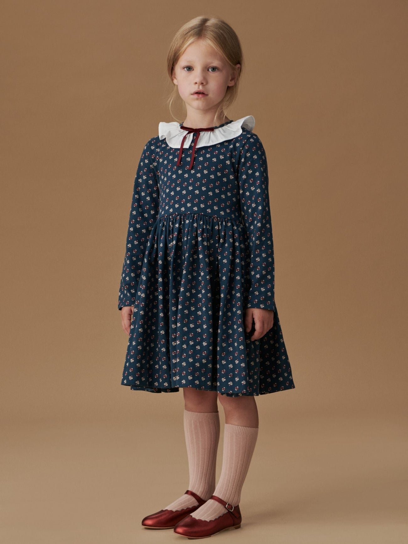 Petrol Blue Floral Luna Girl Dress
