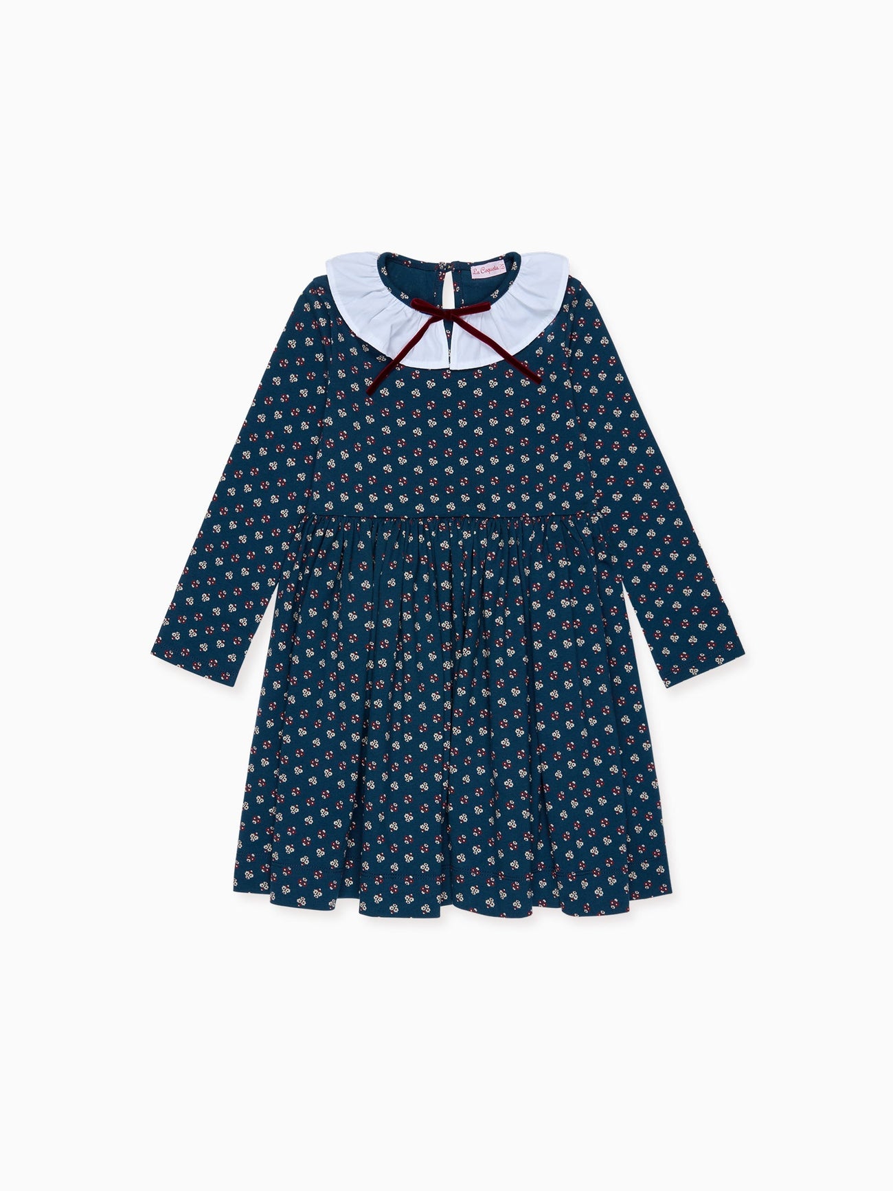 Petrol Blue Floral Luna Girl Dress