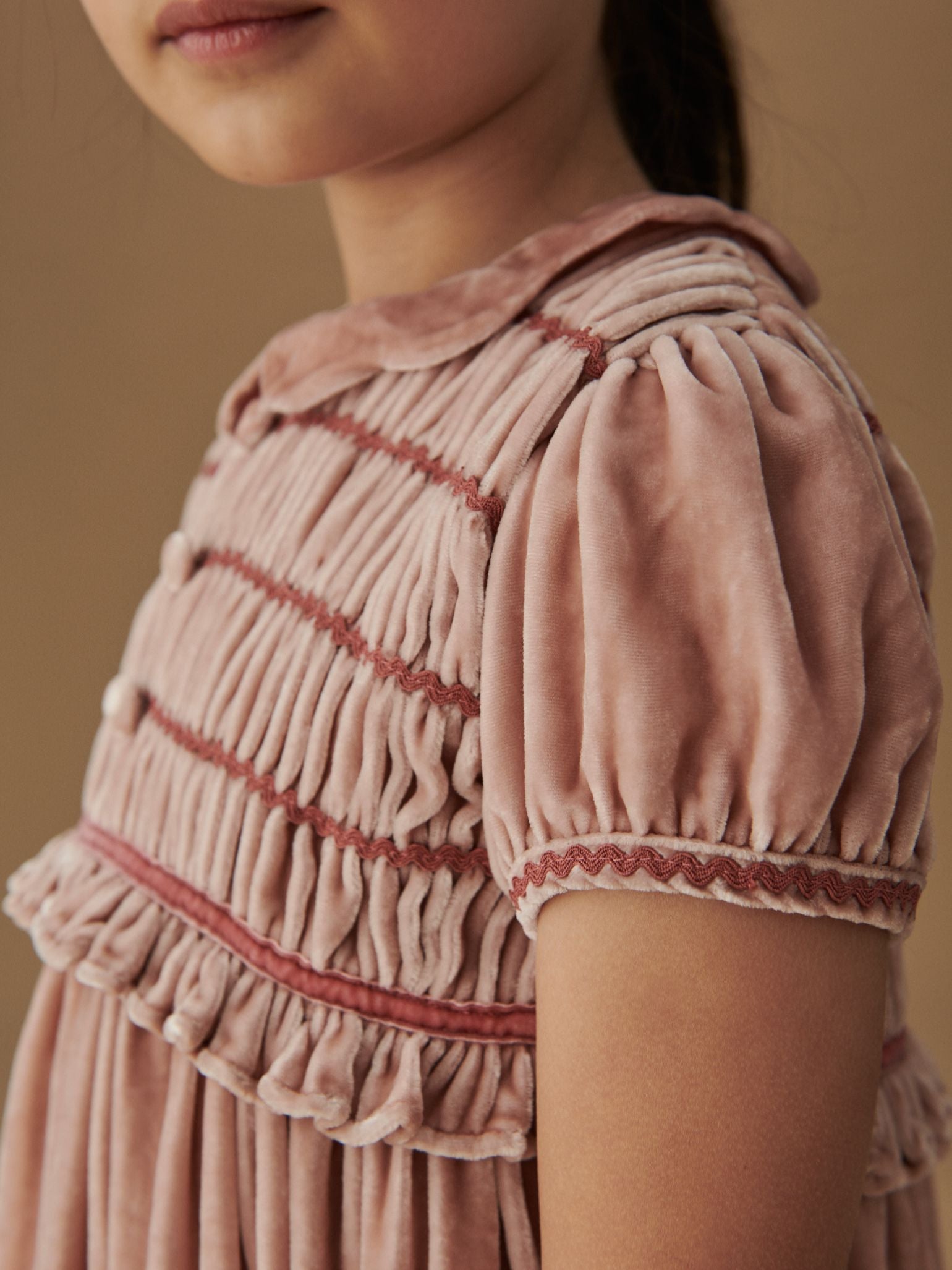 Pink Lurdes Velvet Girl Dress