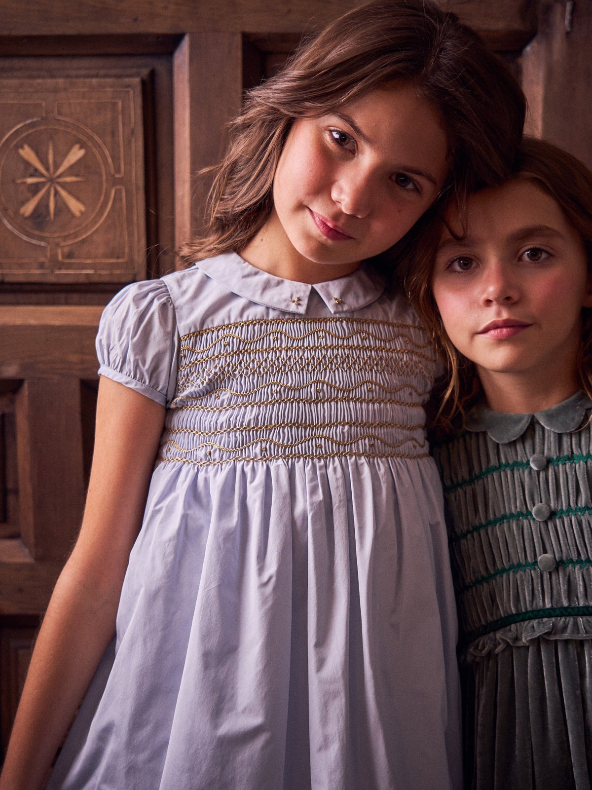 Dusty Blue Victoria Girl Hand-Smocked Dress