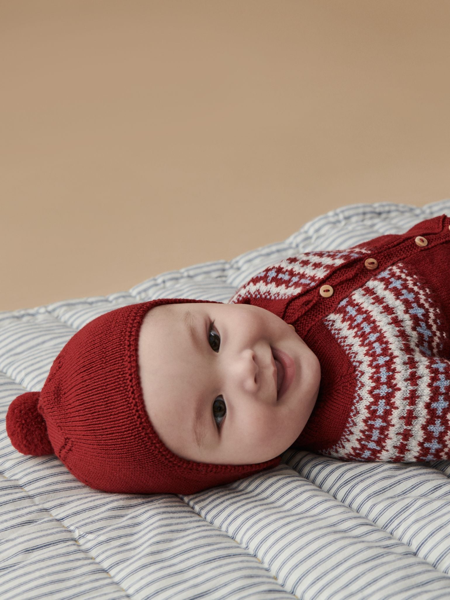 Burgundy Lyle Merino Fair Isle Baby Knitted Set