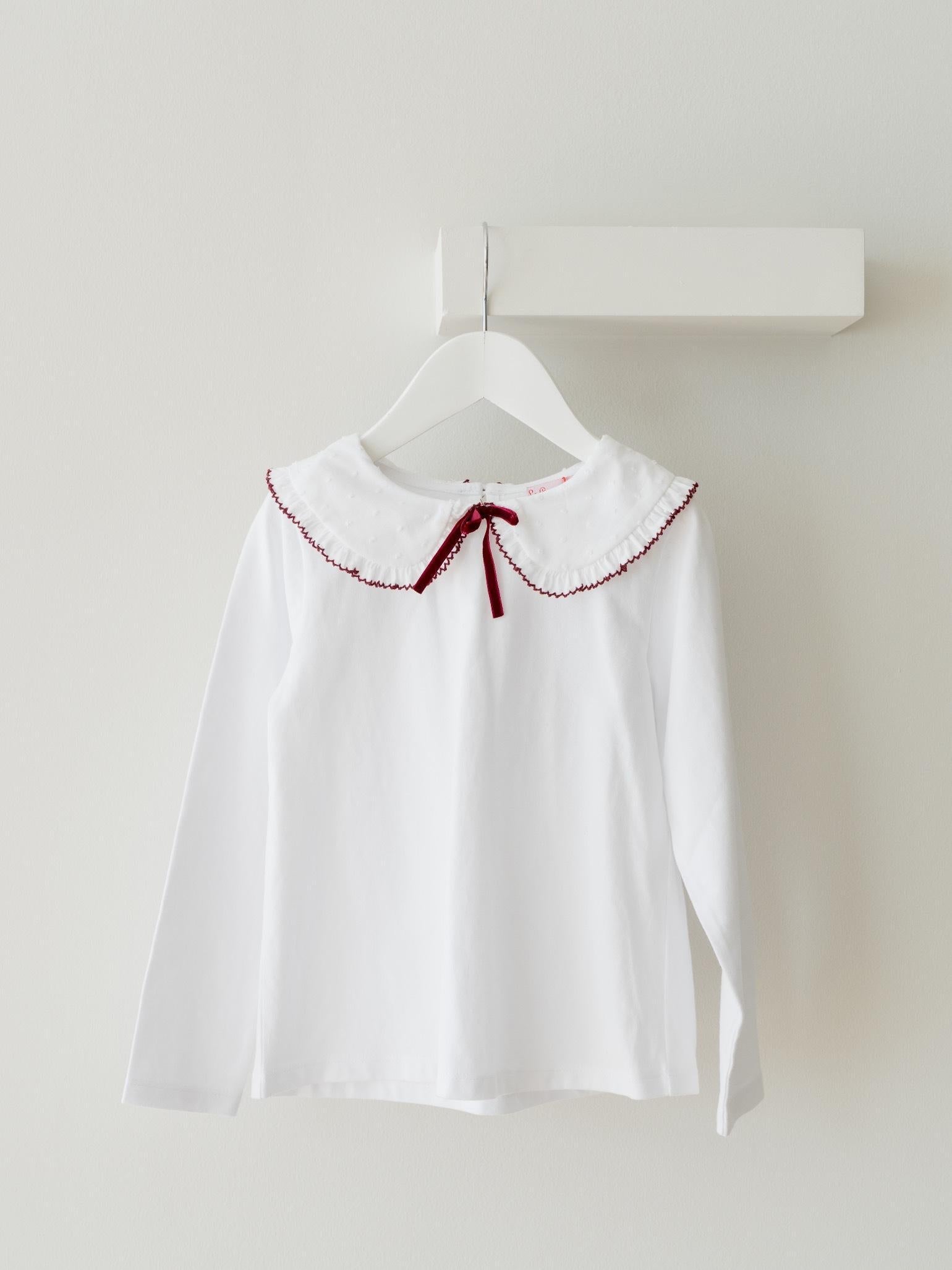 White & Burgundy Macerena Long Sleeve Girl Top