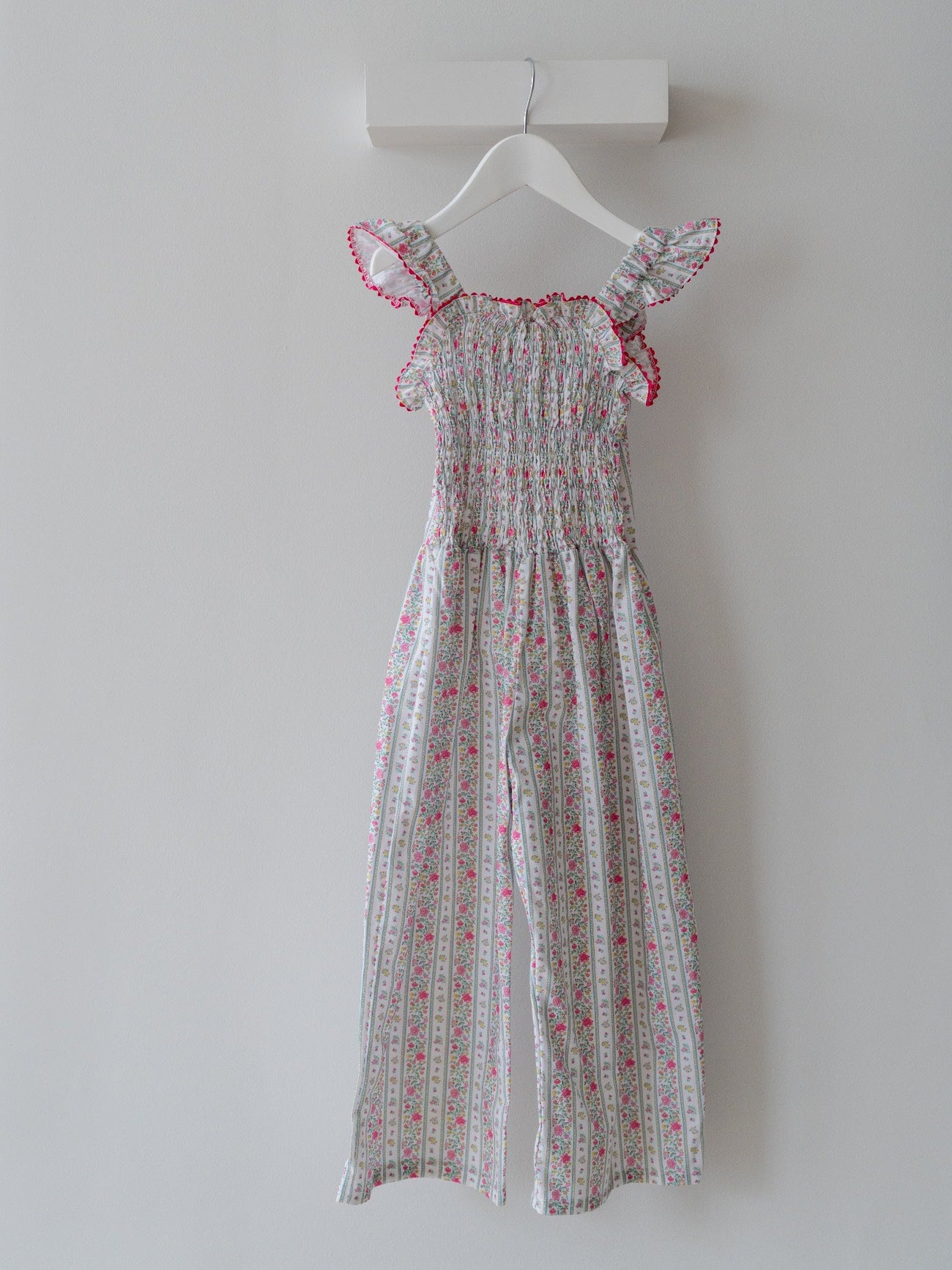 Fuchsia Pink Floral Stripe Maeve Girl Jumpsuit