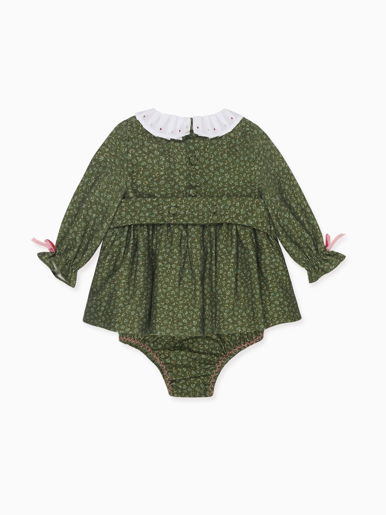 Green Floral Magdalena Baby Girl Hand-Smocked Set