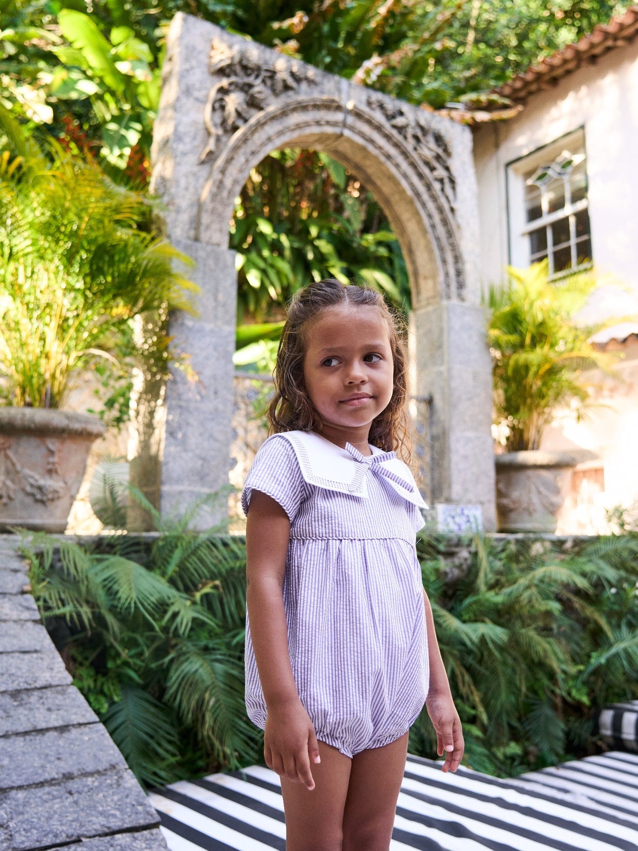 Dark Blue Stripe Mar Baby Romper