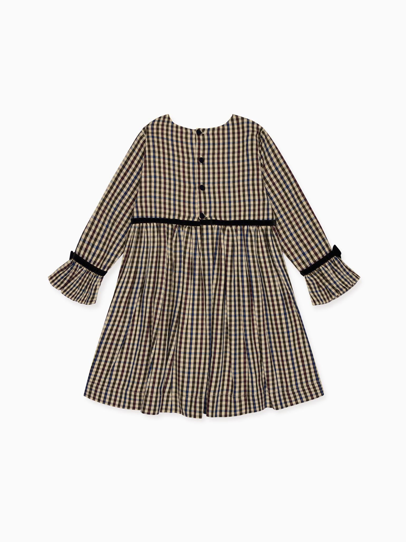 Burgundy Check Marta Girl Dress