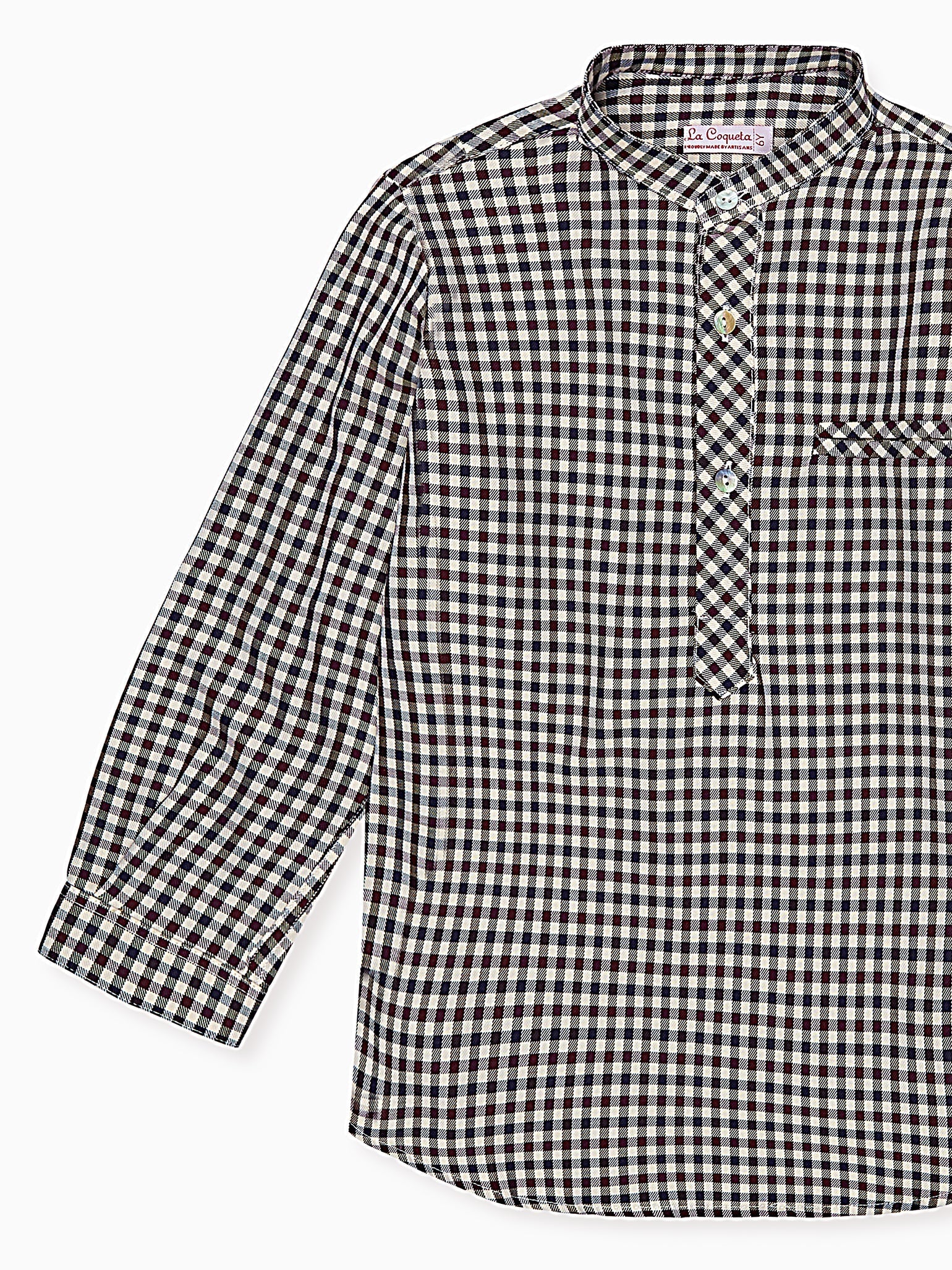 Burgundy Check Mateo Long Sleeve Boy Shirt