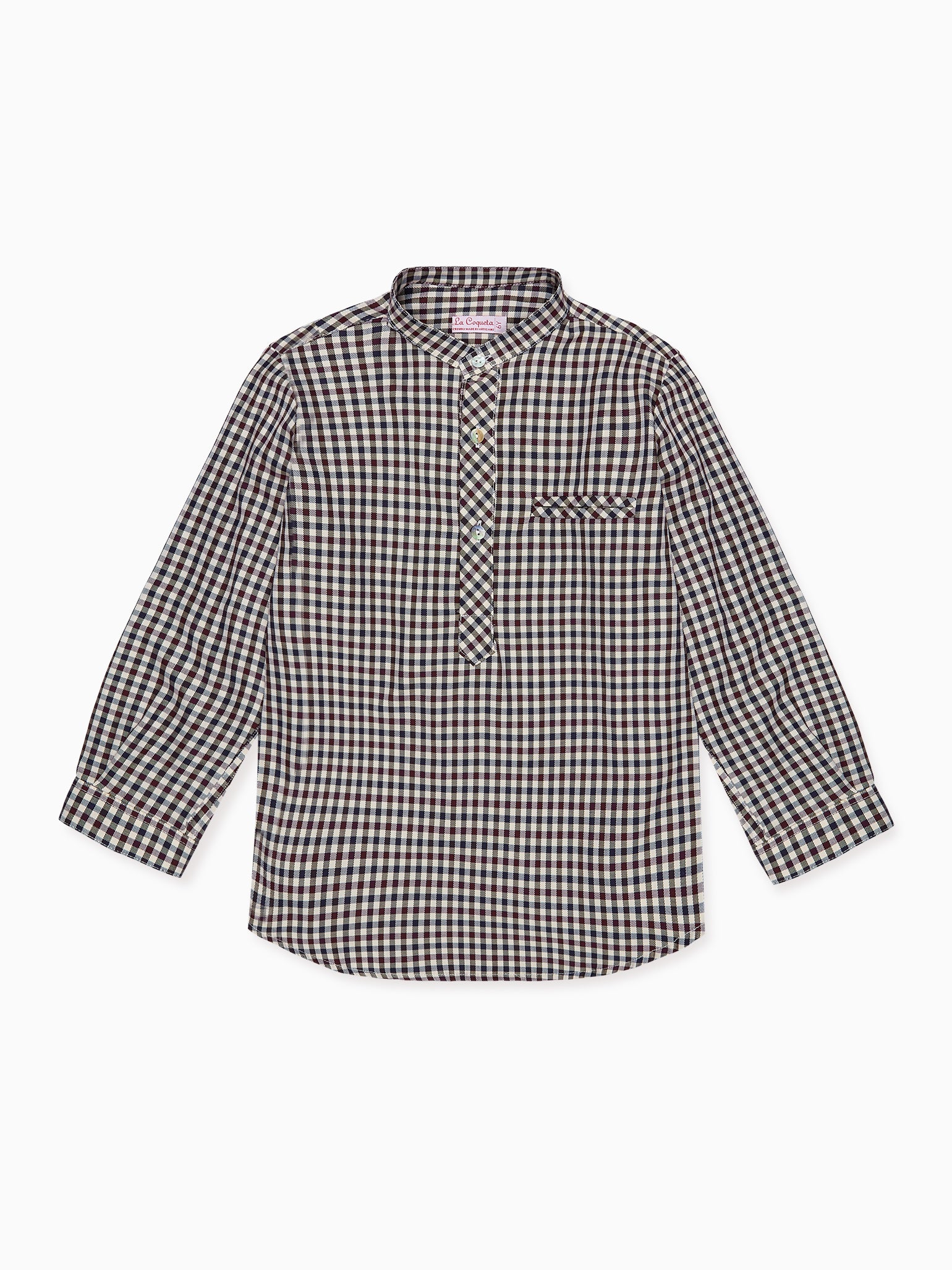 Burgundy Check Mateo Long Sleeve Boy Shirt