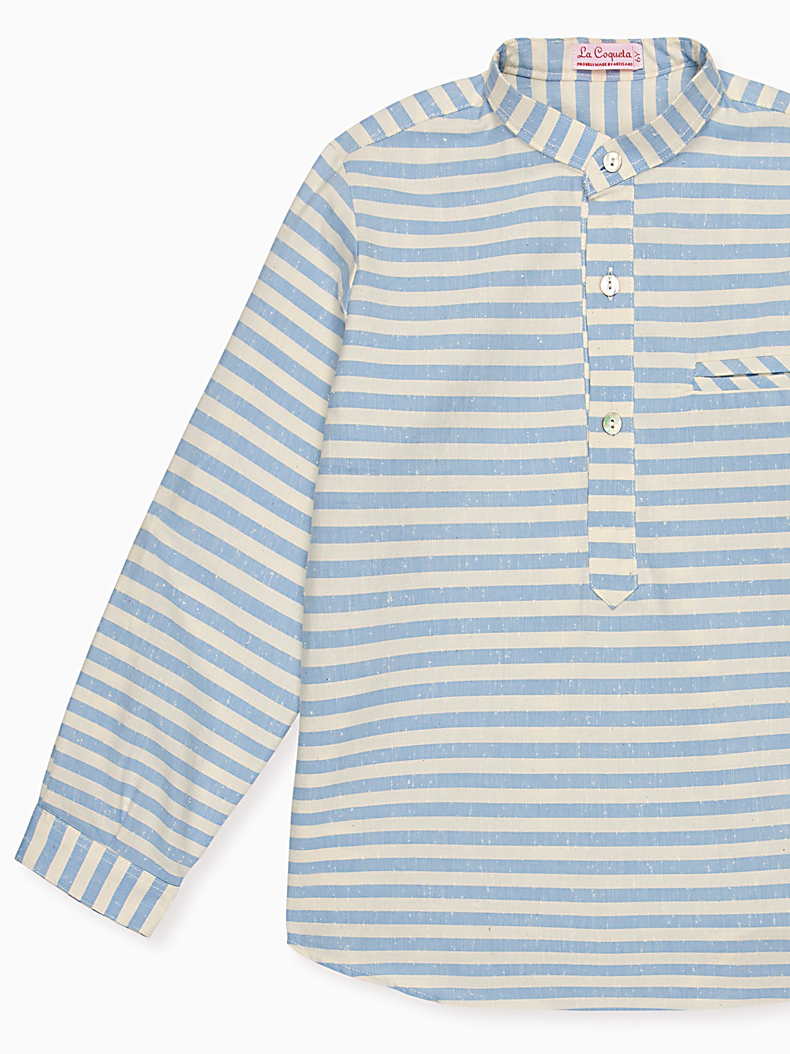 Dusty Blue Stripe Mateo Long Sleeve Boy Shirt