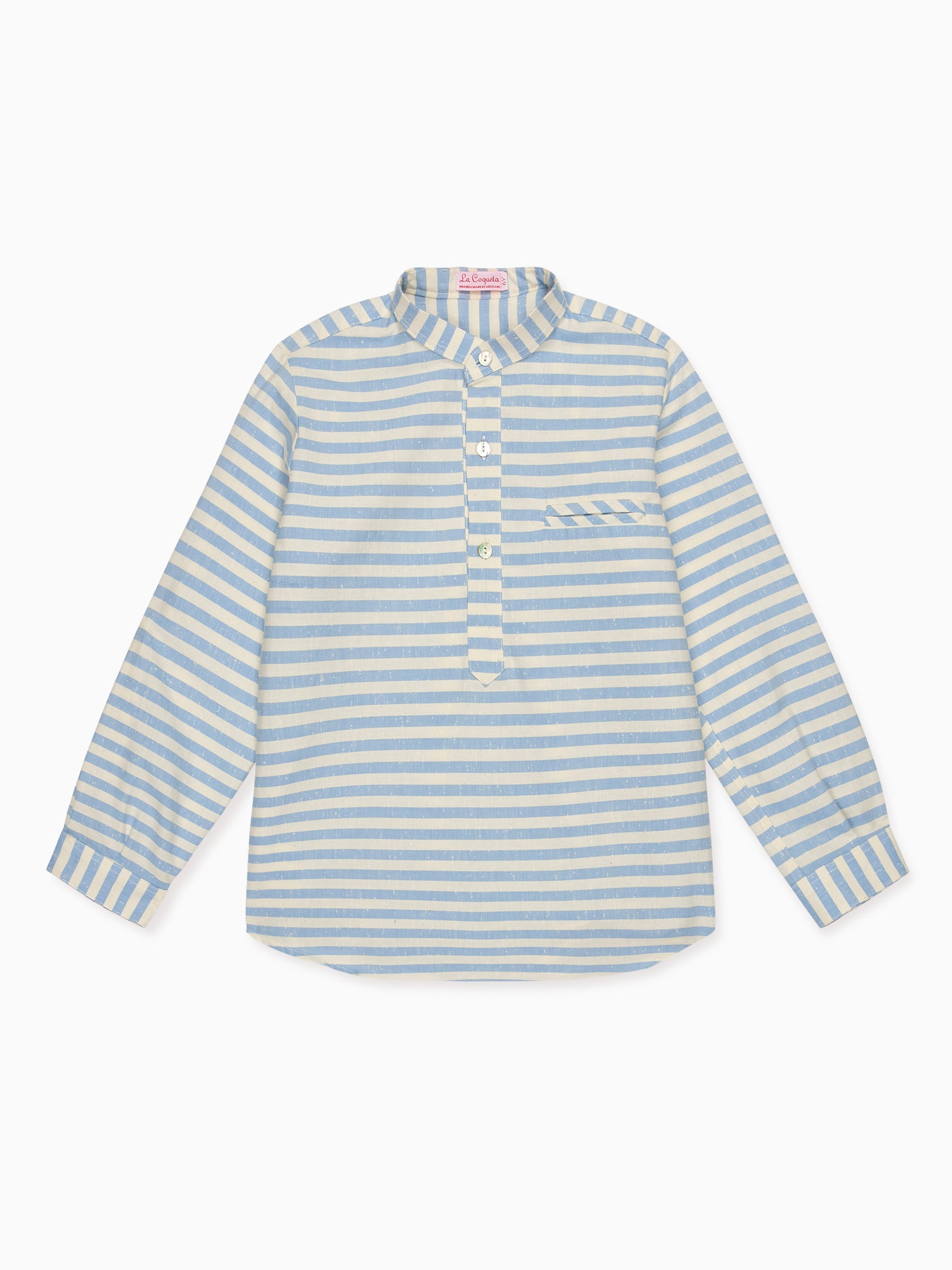 Dusty Blue Stripe Mateo Long Sleeve Boy Shirt