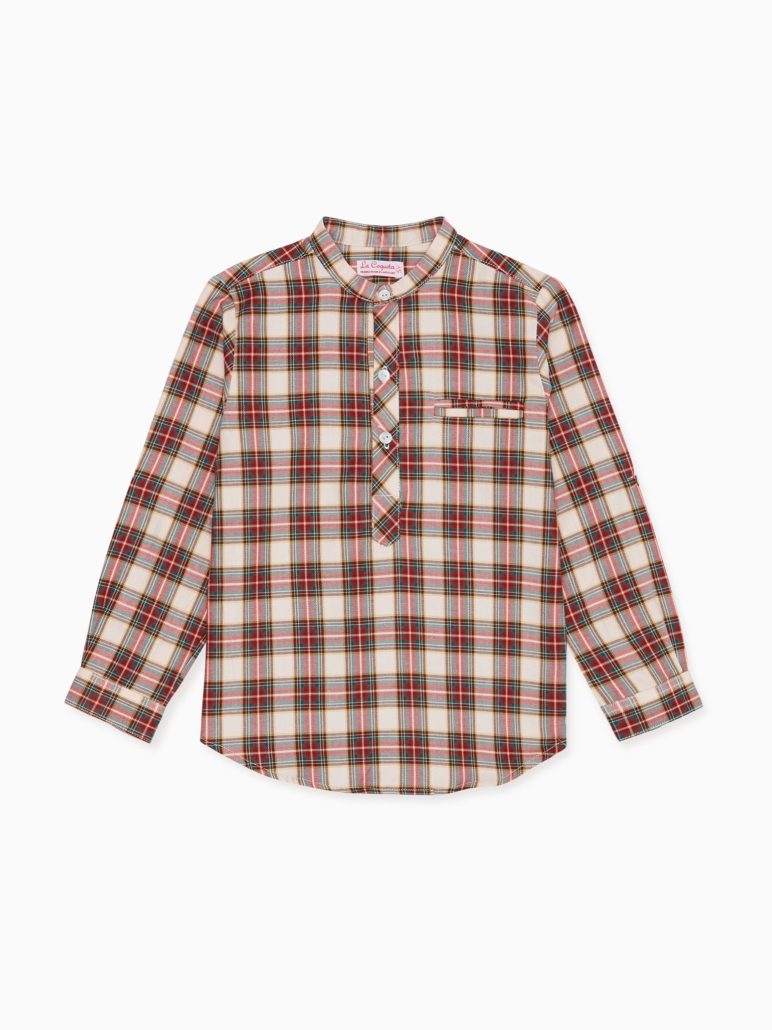 Ivory Tartan Mateo Long Sleeve Boy Shirt