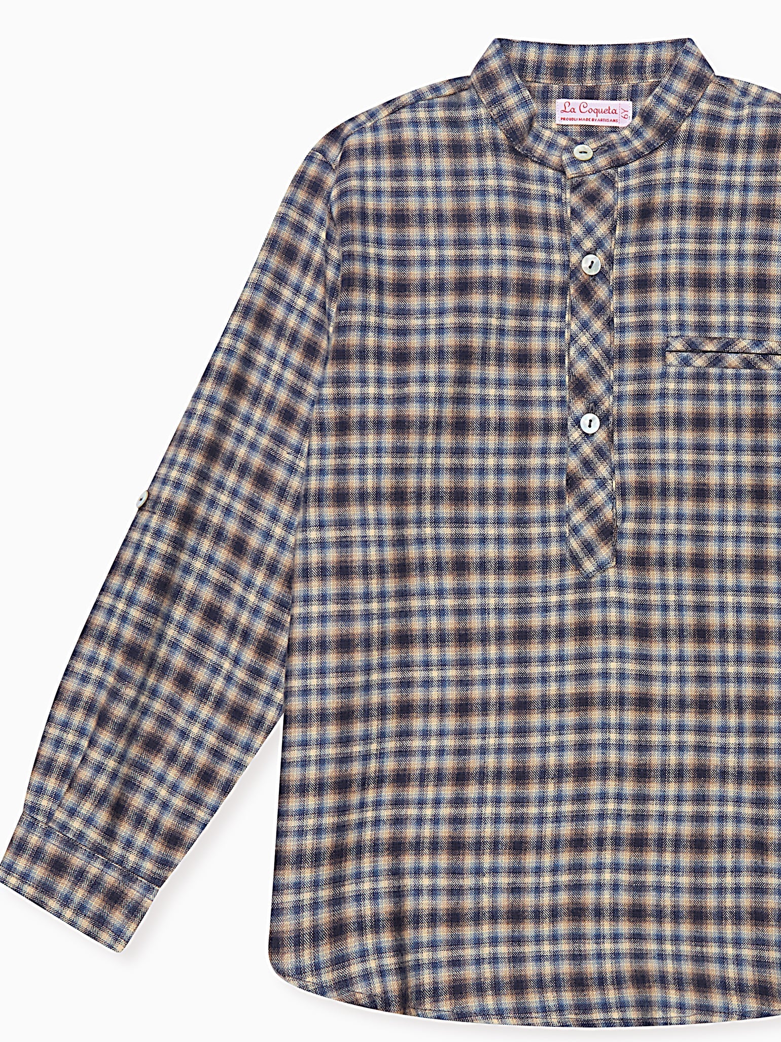 Navy Check Mateo Long Sleeve Boy Shirt