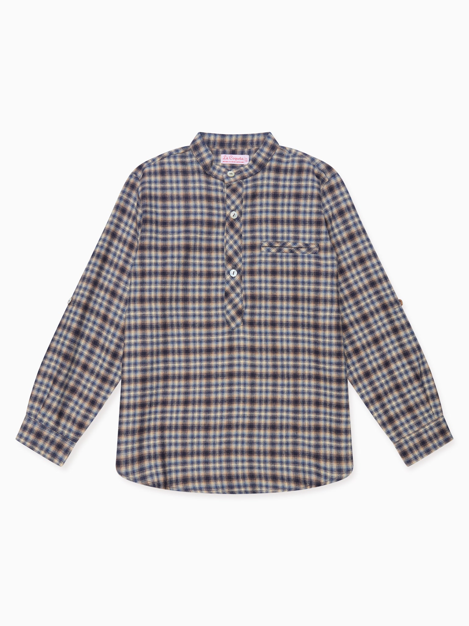 Navy Check Mateo Long Sleeve Boy Shirt