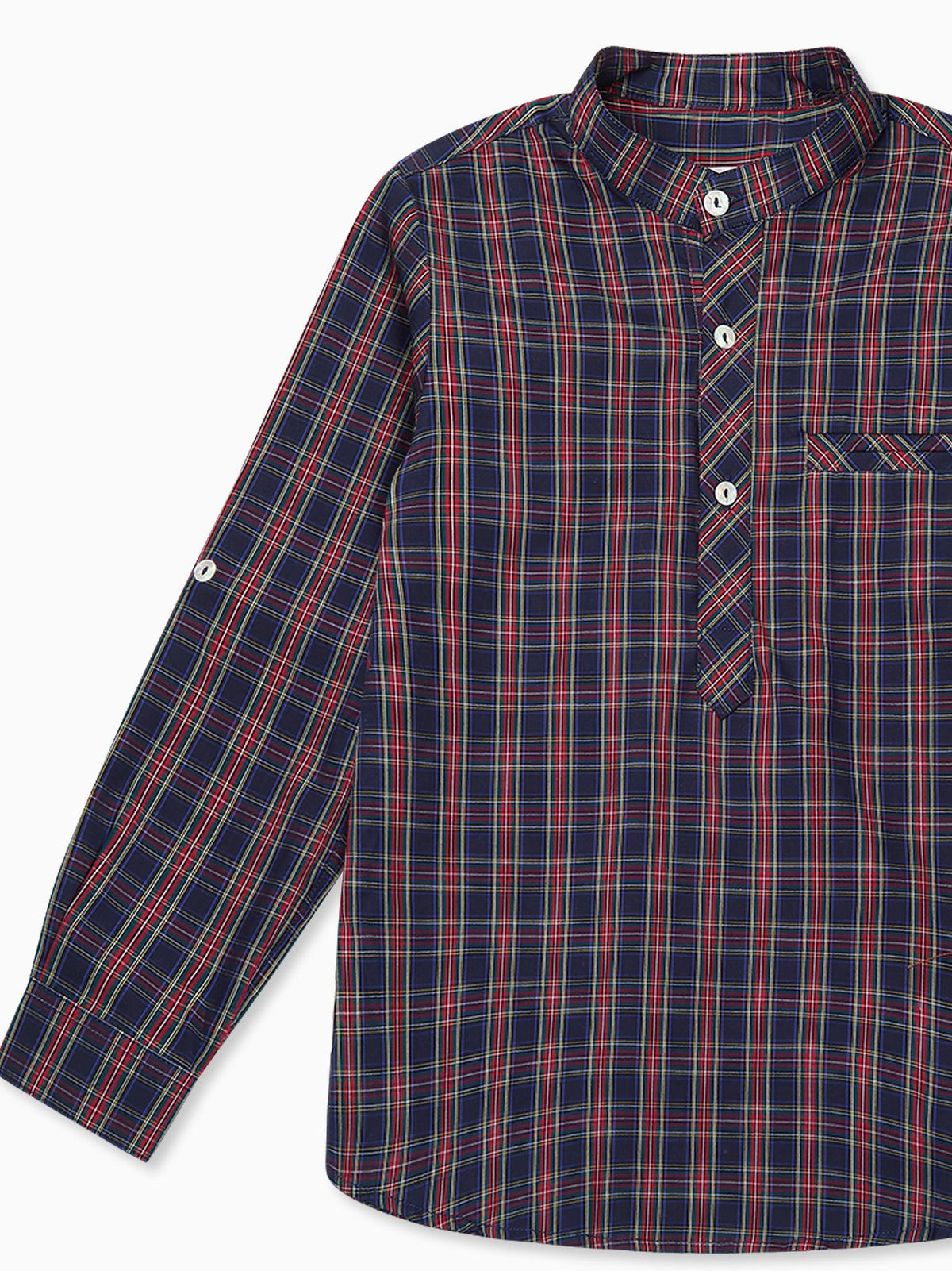Navy Tartan Mateo Long Sleeve Boy Shirt