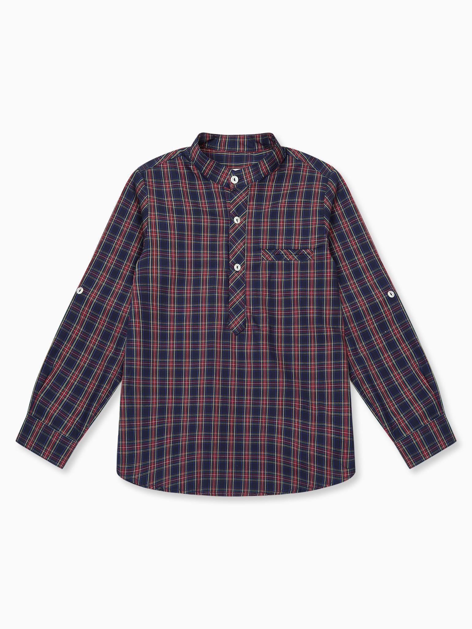 Navy Tartan Mateo Long Sleeve Boy Shirt