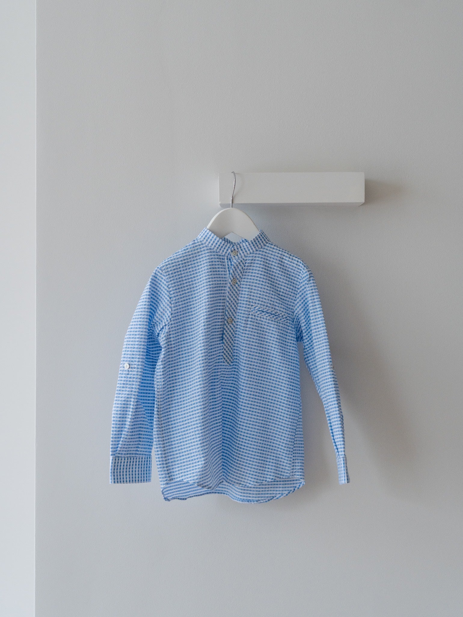 Blue Gingham Mateo Long Sleeve Boy Shirt