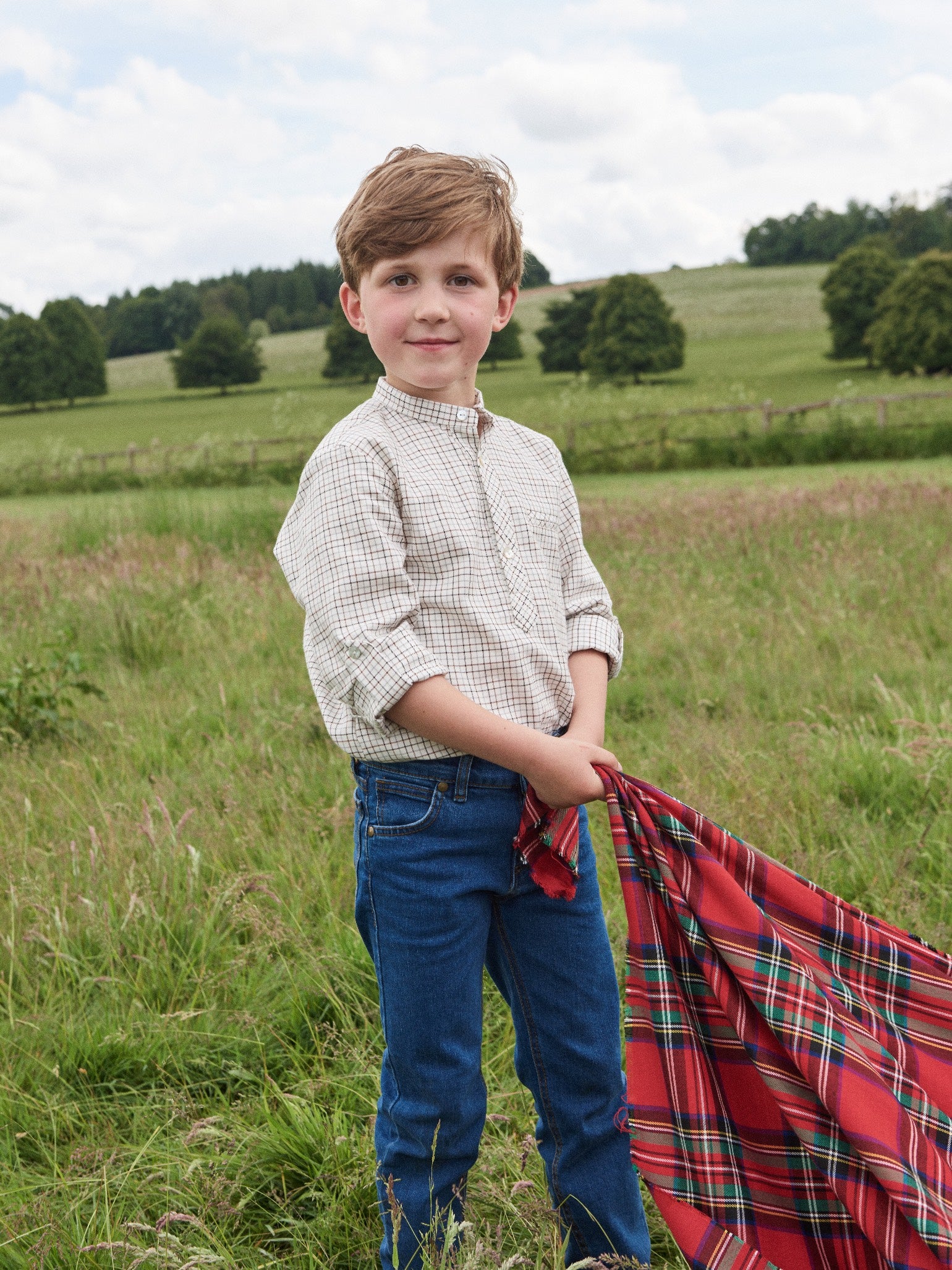 Camel Check Mateo Long Sleeve Boy Shirt