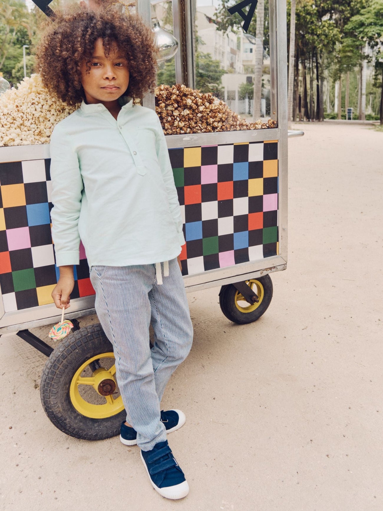 Blue Stripe Andreas Boy Cotton Trousers