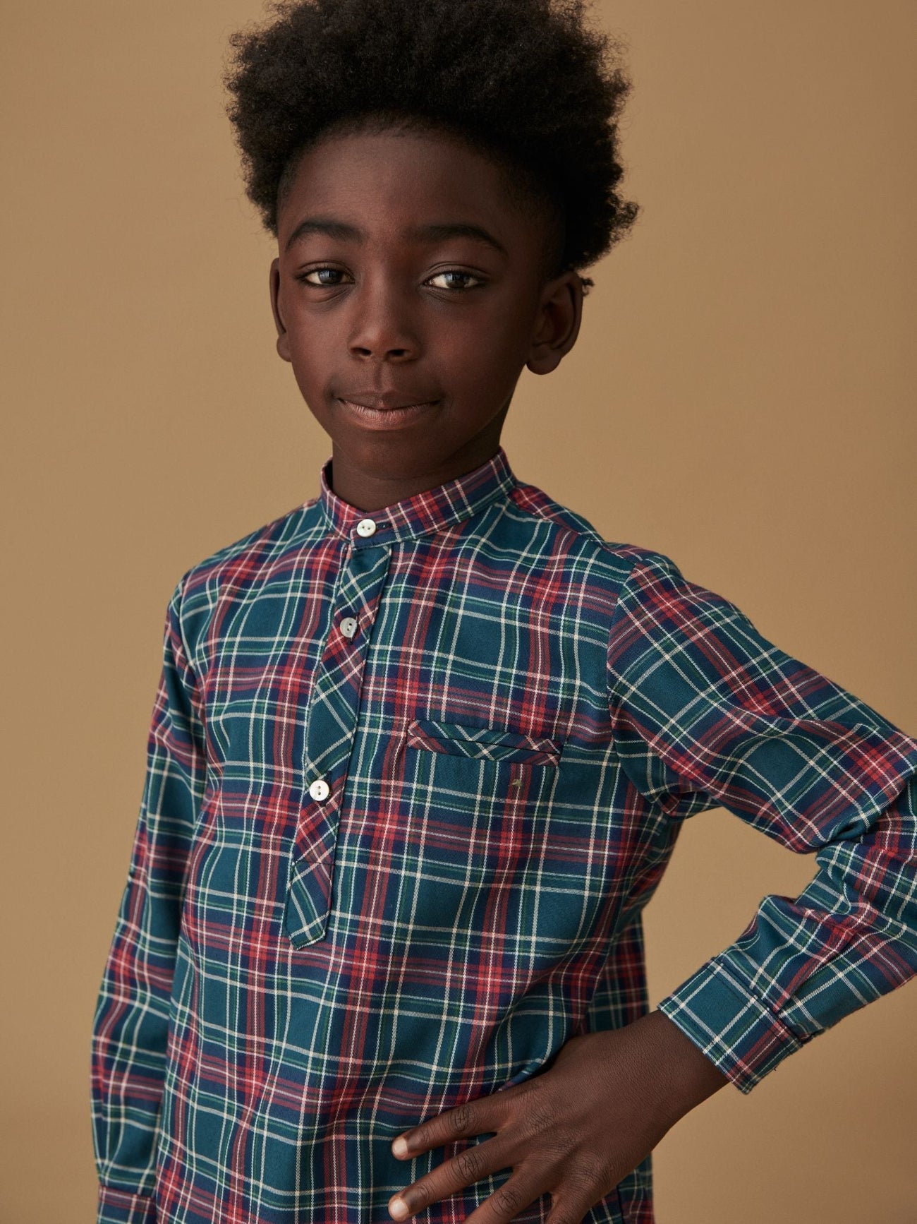 Green Tartan Mateo Long Sleeve Boy Shirt